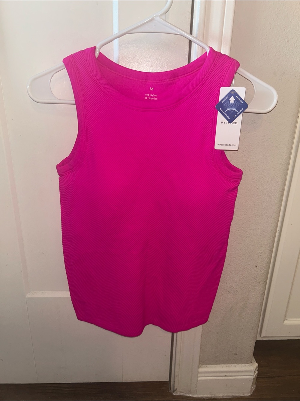 Hot Pink Built In Bra Workout Tank - Picture 2 of 4